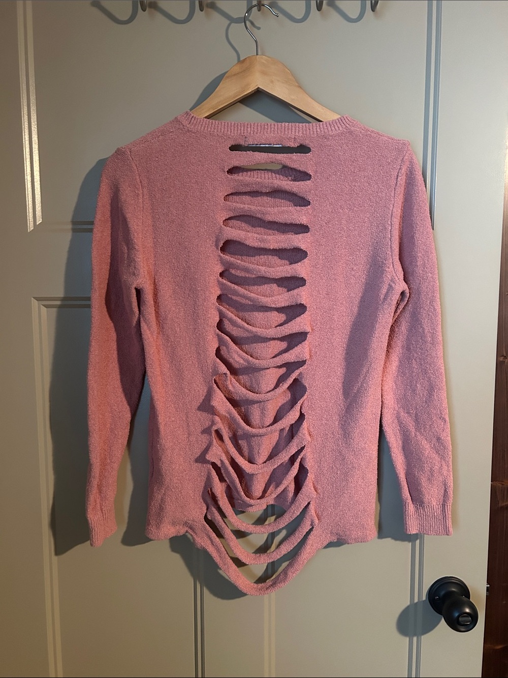 One Grey Day back cut out sweater